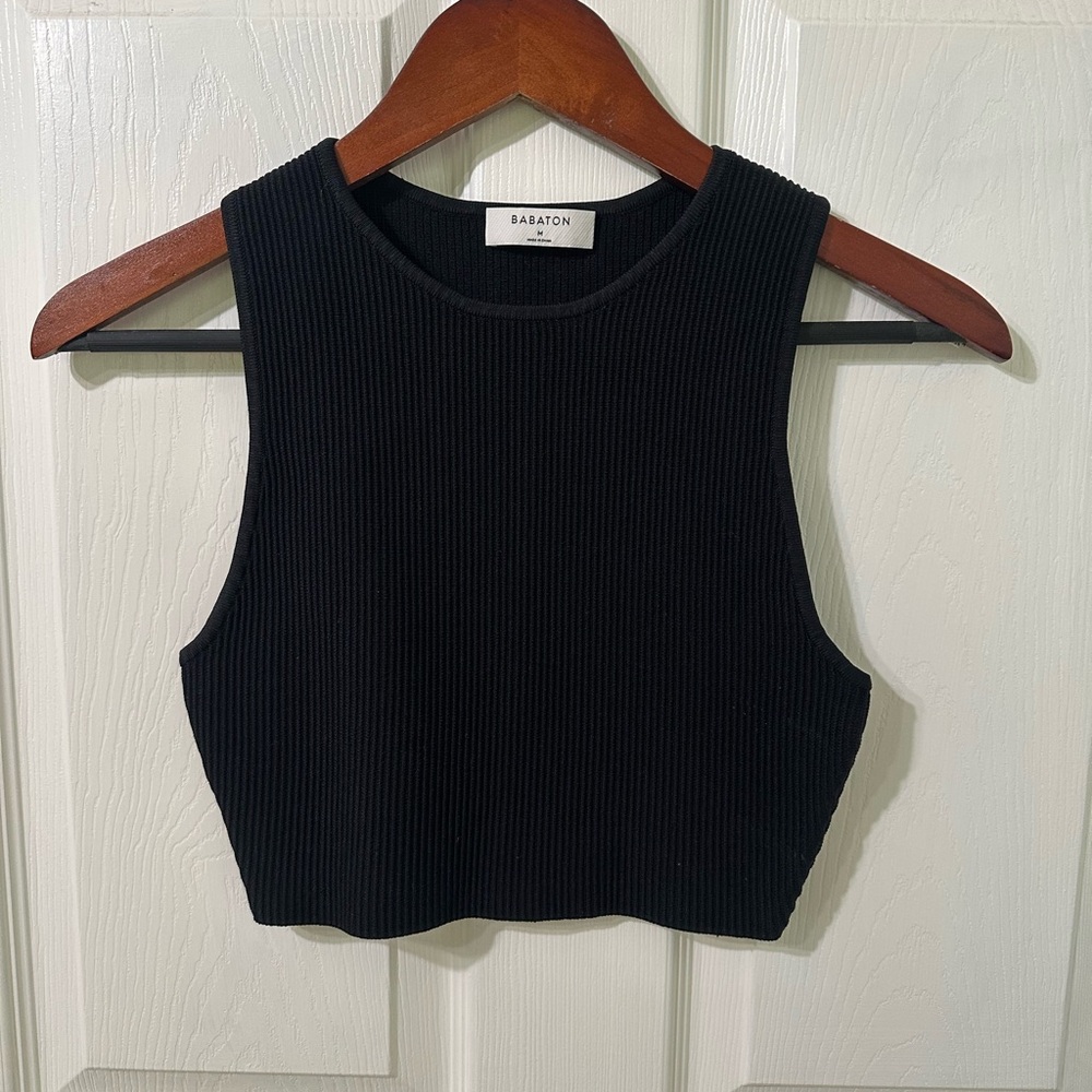 Babaton Classic Black Sleeveless Crop Top